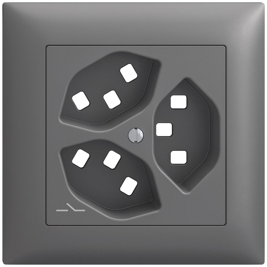 Kit montaggio INC Feller EDIZIOdue, per presa 3×T23 1×separato, grigio scuro