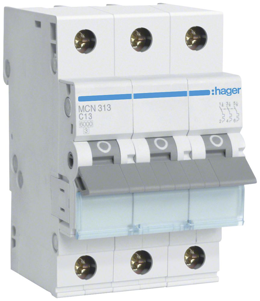 Leitungsschutzschalter Hager MCN 3P 415V Typ C 13A Icn 6kA 3TE