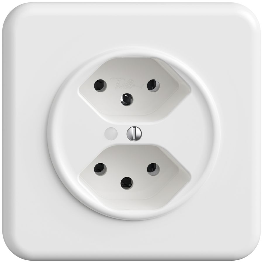 UP-Steckdose Sdue QMI, 2×Typ 13, mit LED, m.Abdeck-&Befestigungspl., weiss