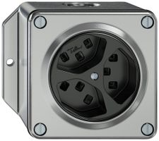Presa AP ELEMENT 3×tipo 23 1×S 16A 250V IP20 alluminio