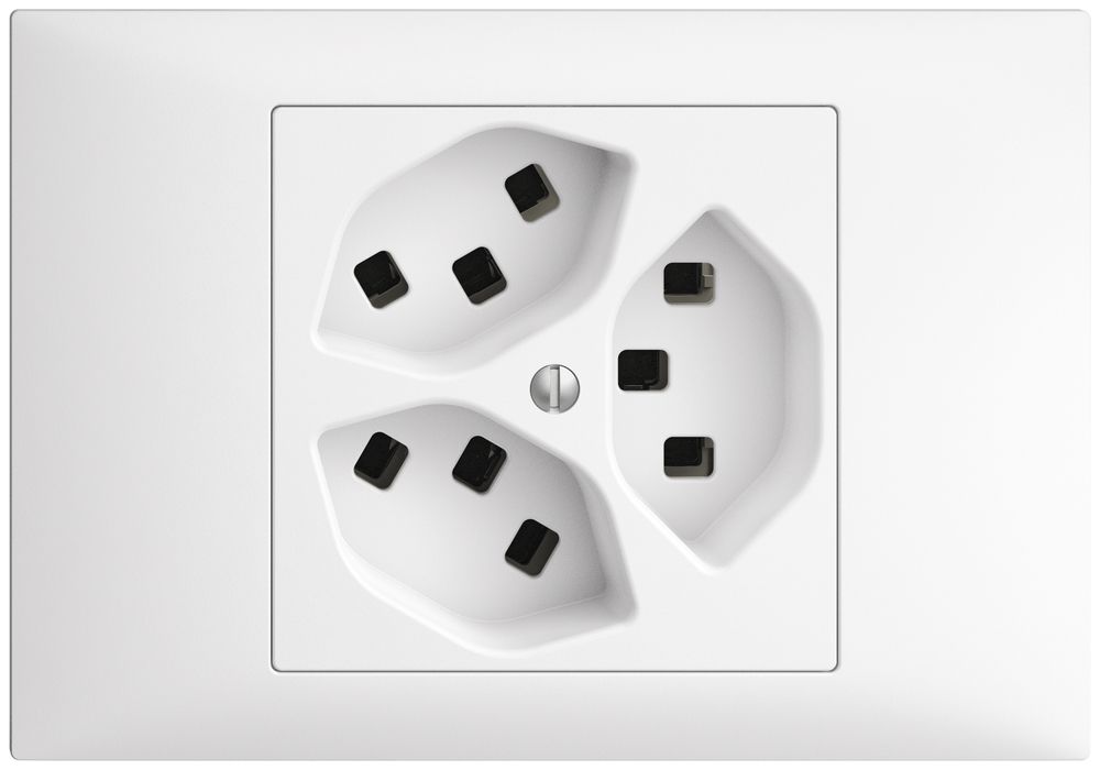 EB-Steckdose 3×T23 16A EDIZIOdue weiss, mit Steckklemmen