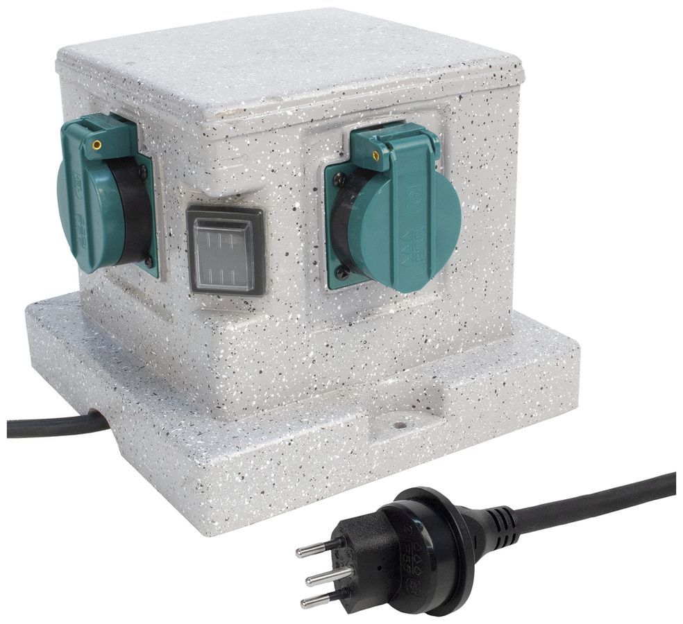 Gartensteckdose Steffen GardenLine Steinoptik 4×T13 Kabel 3m IP55