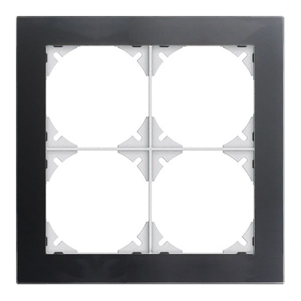 Abdeckrahmen EDIZIOdue prestige 2×2 glas schwarz