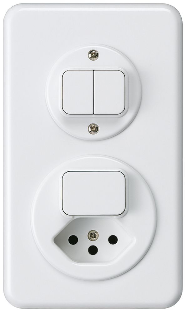 UP-Kombination I-I basico S3+3 mit Schalter/Schalter+Steckdose Typ 13 weiss