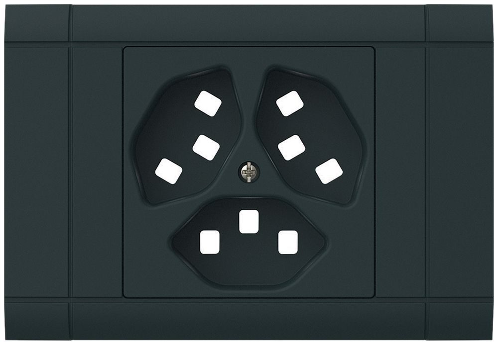 EB-Frontset kallysto für Einbausteckdose 3×Typ 23 Abdeckrahmen steckbar schwarz