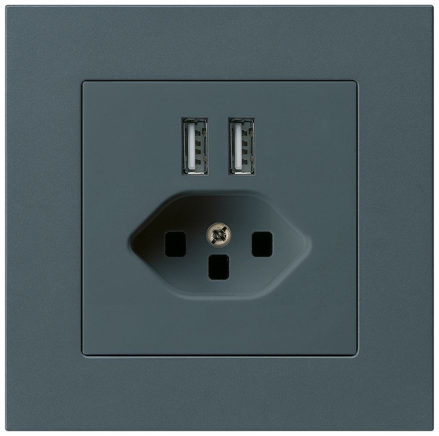 UP-Steckdose 2×USB & T23 kallysto.pro 2400mA anthrazit