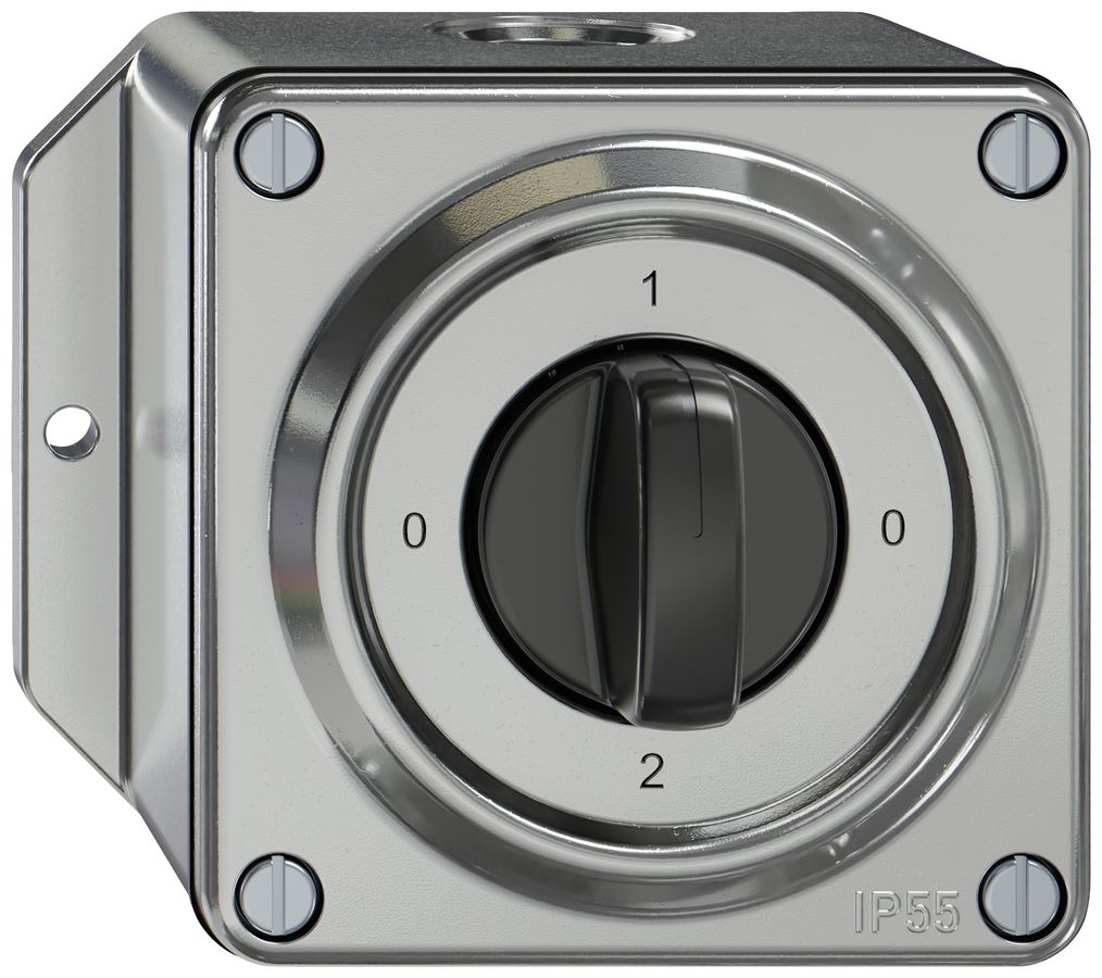 AP-Drehschalter ELEMENT SNAPFIX® 2/1L 16A 400V 0-1-0-2 alu