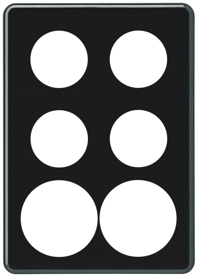 Plaque de recouvrement ENC basico 3×2 4×Ø43mm+2×Ø58mm noir