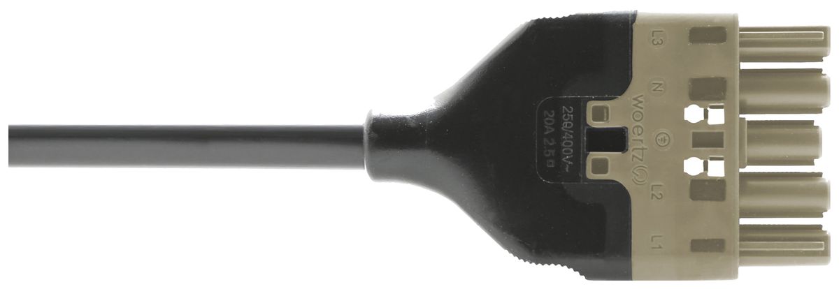 Cavo d'allacciamento Woertz 49345/C3 5×2.5mm² 400V 20A 8m gr presa-libero Cca