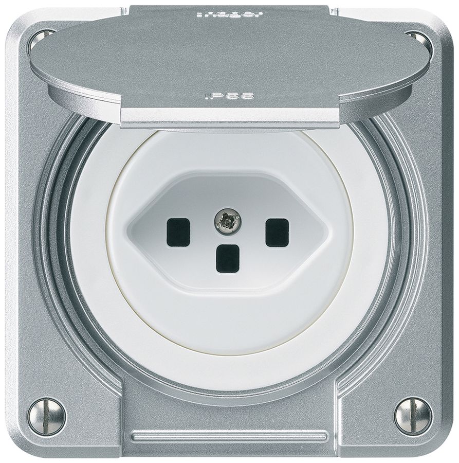 UP-Steckdose robusto A Typ 23 aluminium mit Steckklemmen