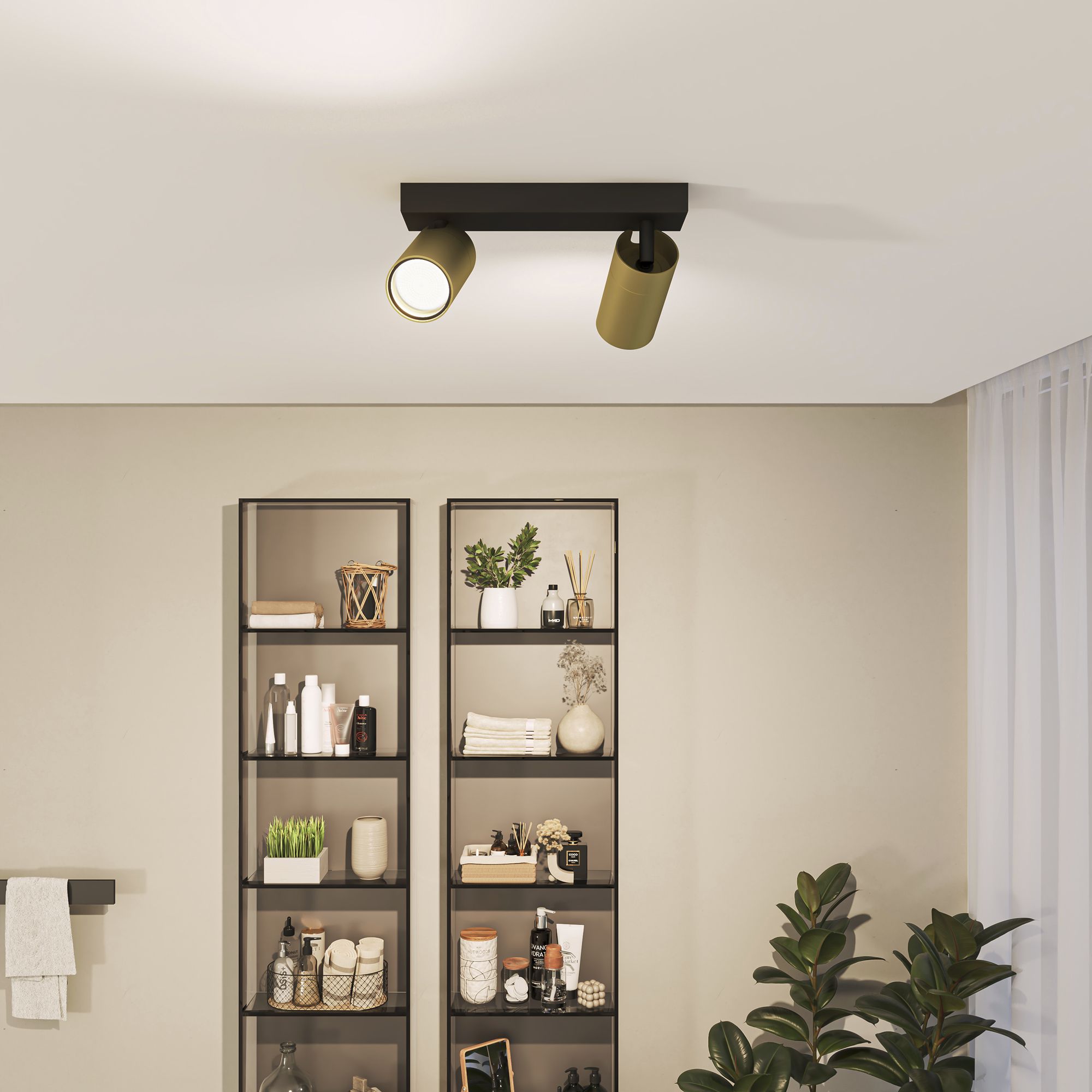 Spot Philips Idris GU10 2×5W IP44 240×119mm schwarz/Messing