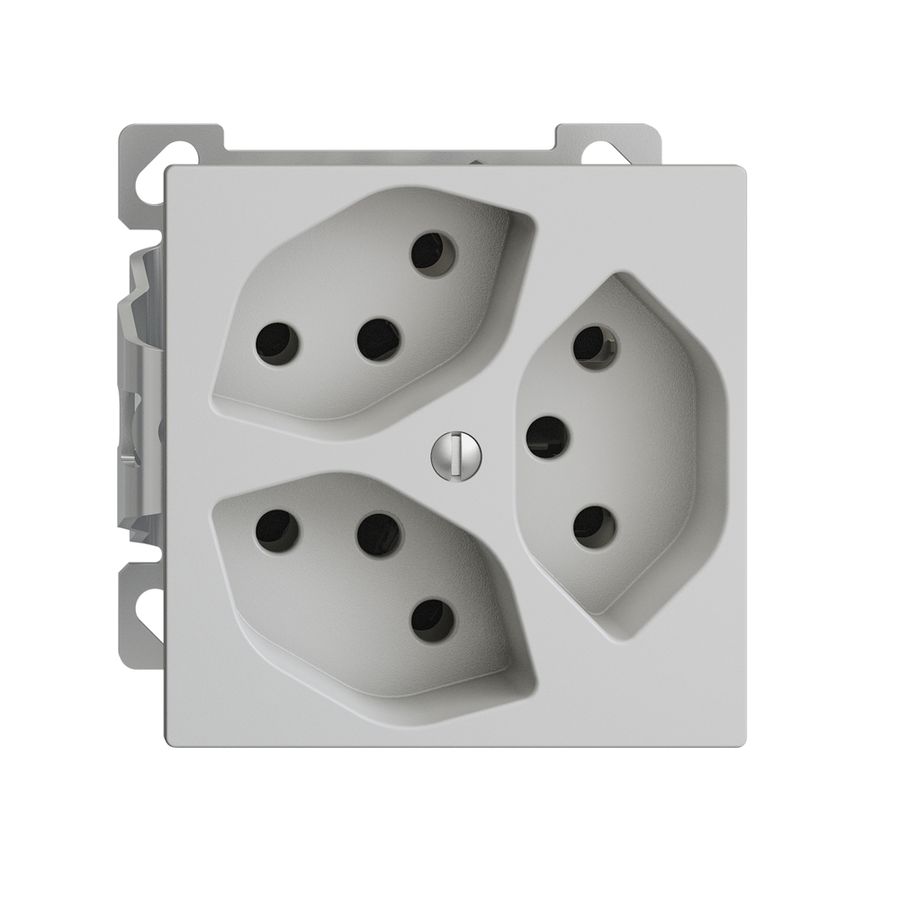 AP-Steckdose EDIZIOdue 3×T13 3×S Kombi-Einsatz hellgrau