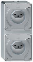AP-Kombination robusto 2×1, 2×Steckdose T13 IP55 aluminium