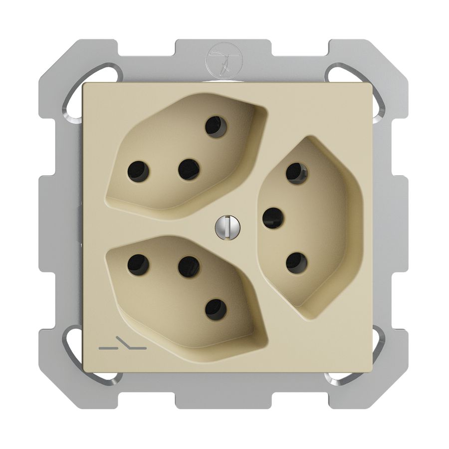 UP-Steckdose EDIZIOdue 3×T13 1×S vanille mit Shutter