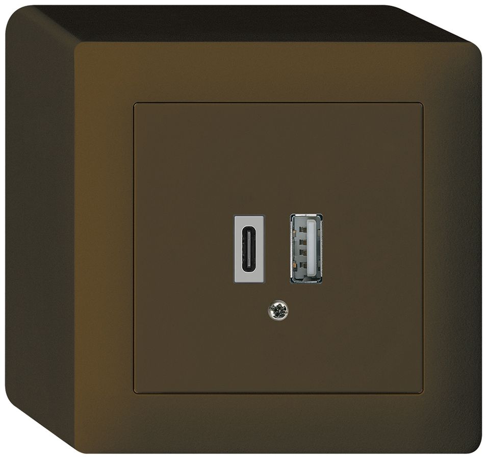 Prise de charge USB AP kallysto 18W PD 1×type A 1×type C brun