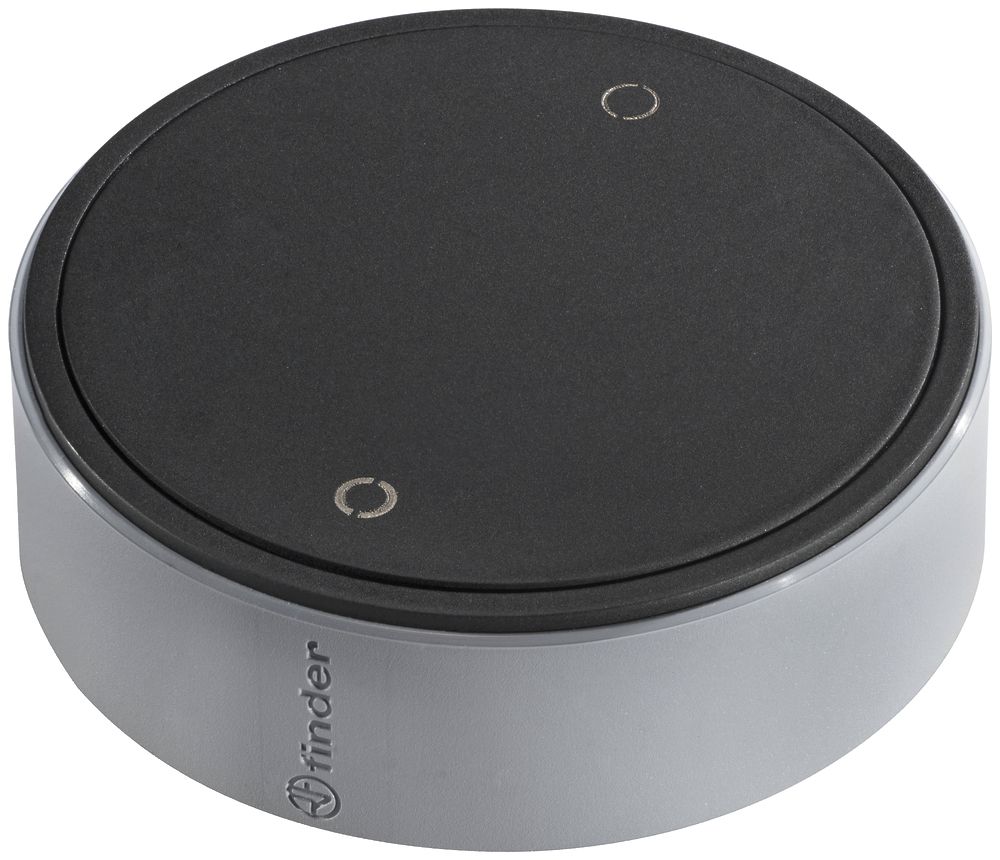 RF-Handsender YESLY, 2-Kanal, Bluetooth, batterielos, rund, schwarz/grau