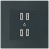 UP-USB-Ladesteckdose Hager kallysto.pro 2×C-C 2×20W/4×10W 5V 94×94mm schwarz