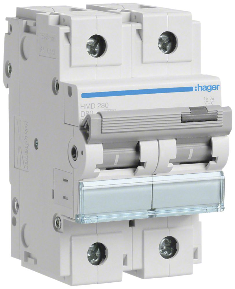 Leitungsschutzschalter Hager MCB 2P 230V Typ D 80A 3TE