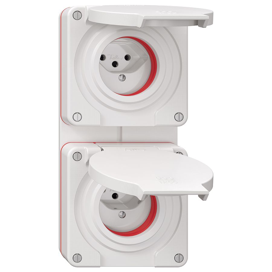 Combinazione NUP NEVO, 2×T13, IP55 secondo SN 441011 serie c.guarn.rossa, bianco