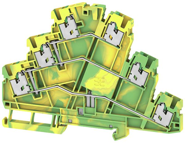 Borne de terre joignable WM S3T 2.5mm² ressort 2×3 DIN35 vt-jn