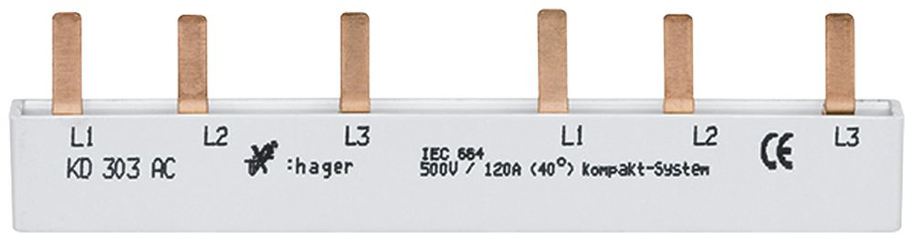 Kammschiene Hager 3P 3L Stift weiss