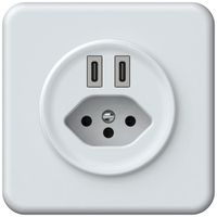 UP-USB-Ladesteckdose origin 2×USB-C 3000mA 5V mit Typ 13 weiss