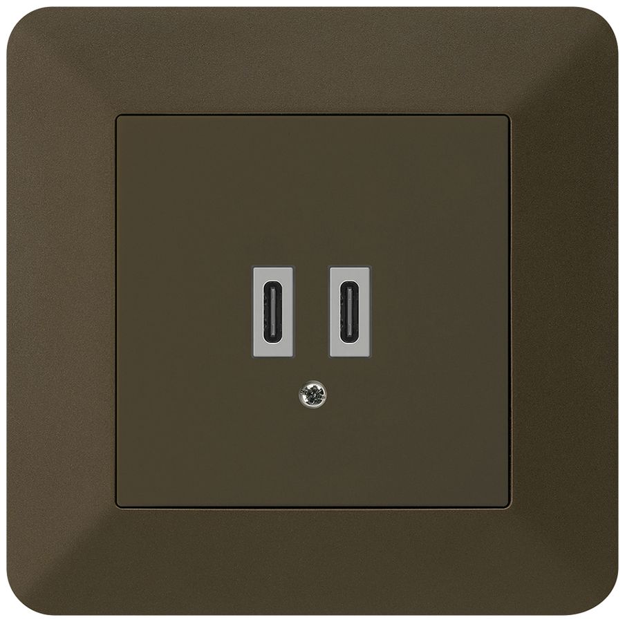 Prise de charge USB ENC Hager kallysto.trend C-C 20W 5V 94×94mm brun