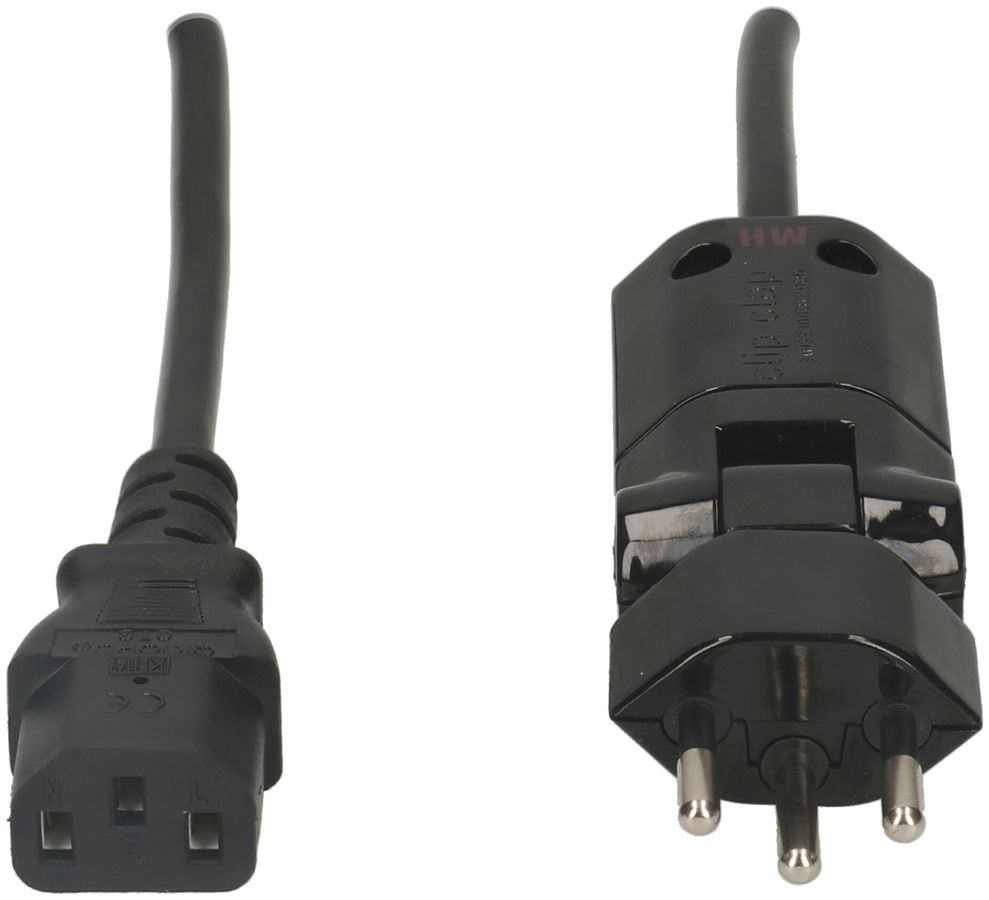 Apparatekabel MAX HAURI T12/C13 Clip-Clap Td 3×0.75mm² 2m schwarz