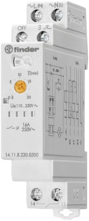 Timer per luci scale AMD Finder 14.11, 1Ch a pot. zero 16A/230VAC 0.5…20min, 1UM