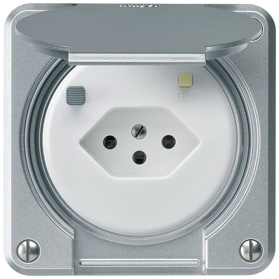 UP-FI-Steckdose robusto C T13 30mA aluminium