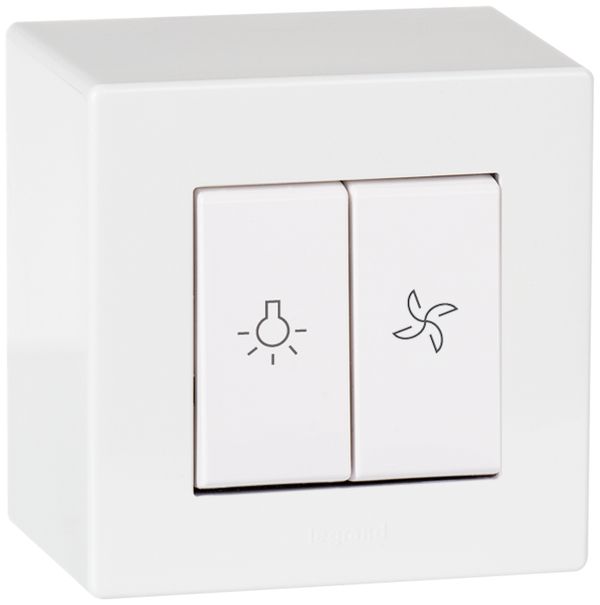 Interr. a bilico ventilatore AP ATO 3+3/1L bianco grd.I