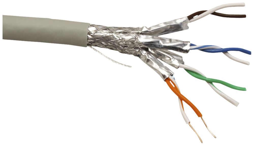 Datenkabel Roline Solid Kat.6A S/FTP 4P AWG23 500MHz LSZH Eca grau 100m