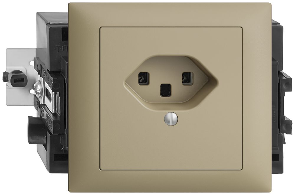 EB-Steckdose EDIZIOdue T23 16A sand 53mm, Schraubklemmen