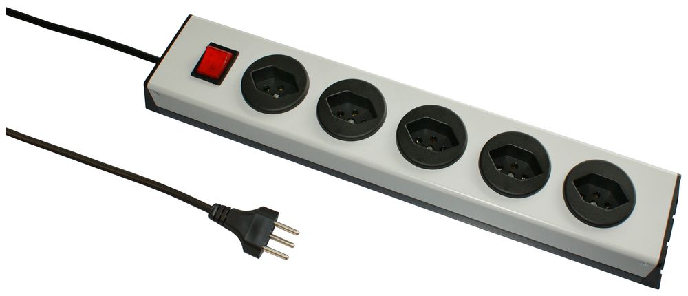 Prise multiple MH 5×T13 PowerLine, Td 3×1mm², 1.5m, noir