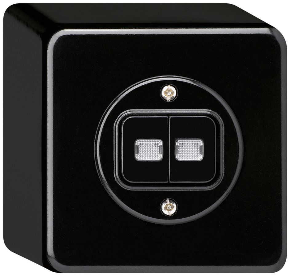 Pulsante luminoso AP basico 2×AR/1L nero