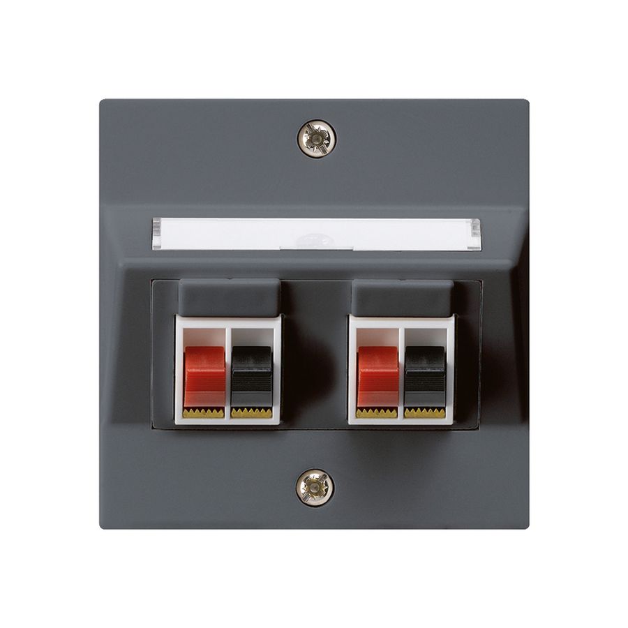 Prise ENC audio kallysto 2-fois anthracite borne à étrier pour 2 haut-parleurs