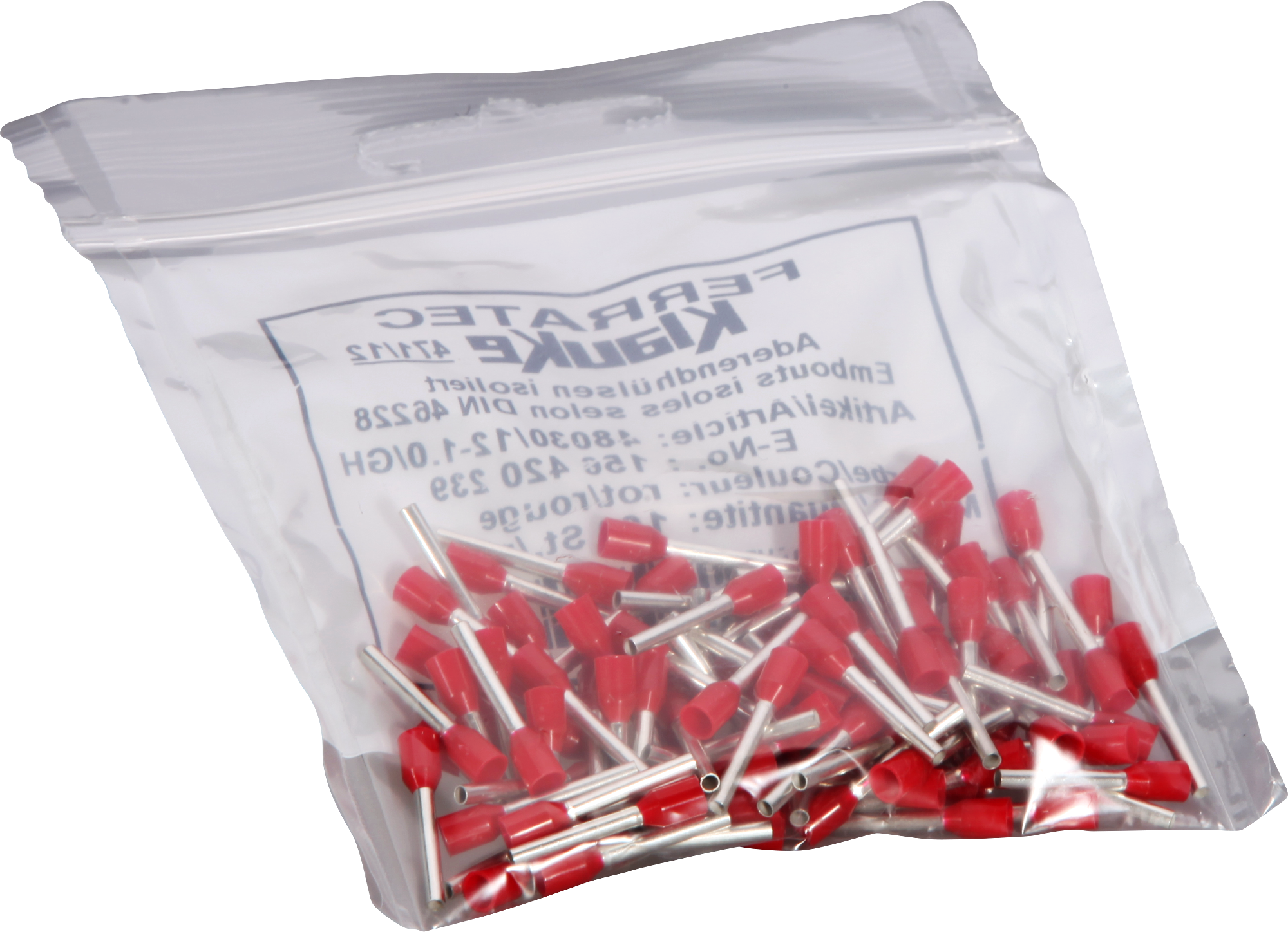 Aderendhülse Ferratec DIN isoliert 1mm²/12mm rot