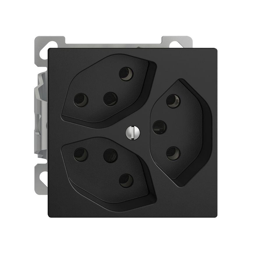 AP-Steckdose EDIZIOdue 3×T13 Kombi-Einsatz schwarz