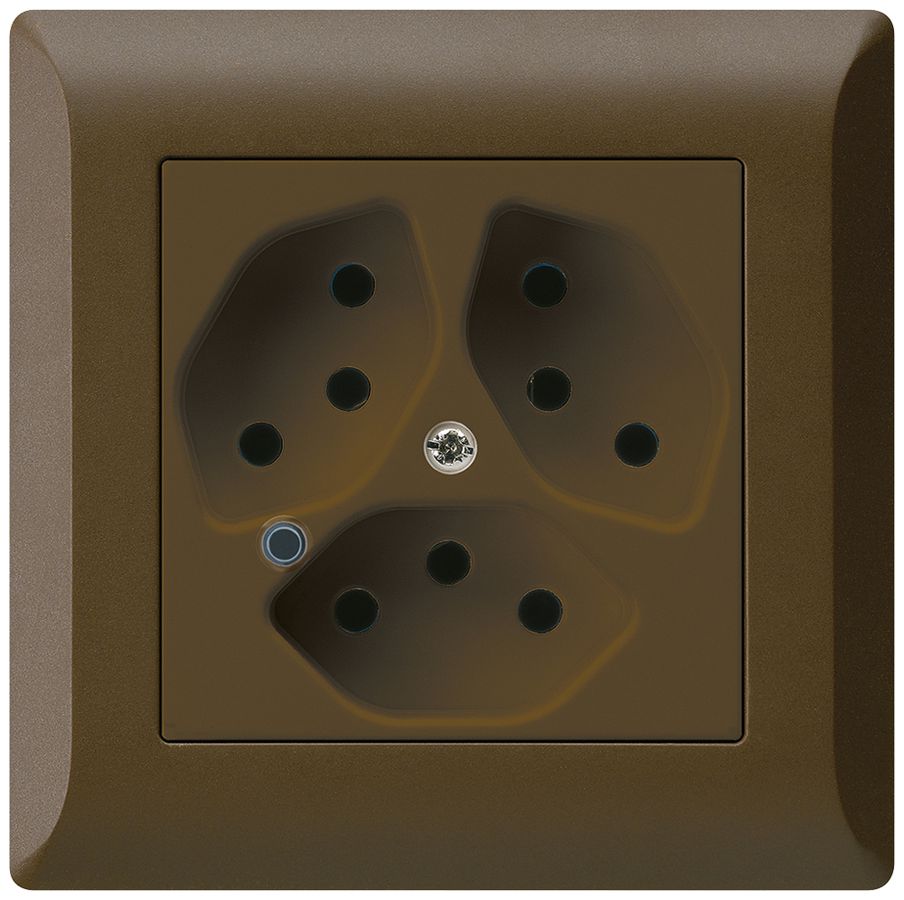 UP-Steckdose Hager kallysto.line 3×T13 beleuchtet C braun
