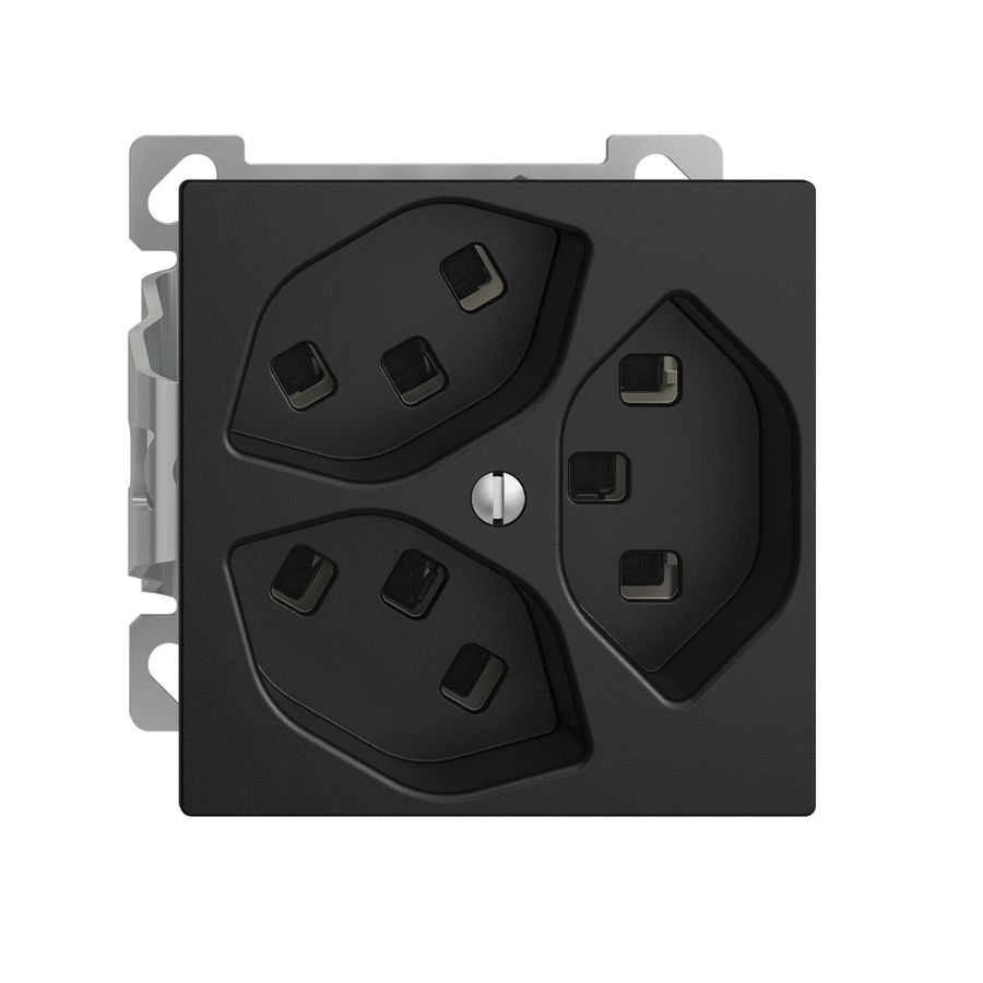 AP-Steckdose EDIZIOdue 3×T23 Kombi-Einsatz schwarz