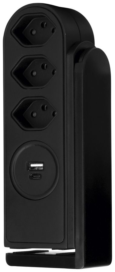Presa multipla Steffen CLAMP 3×T13 1×USB-A 1×USB-C 1.5m nero