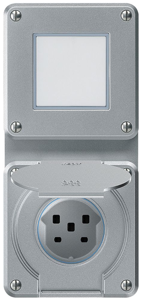 Combinazione INC robusto 2×1, interruttore schema 3/presa T25 IP55 alluminio
