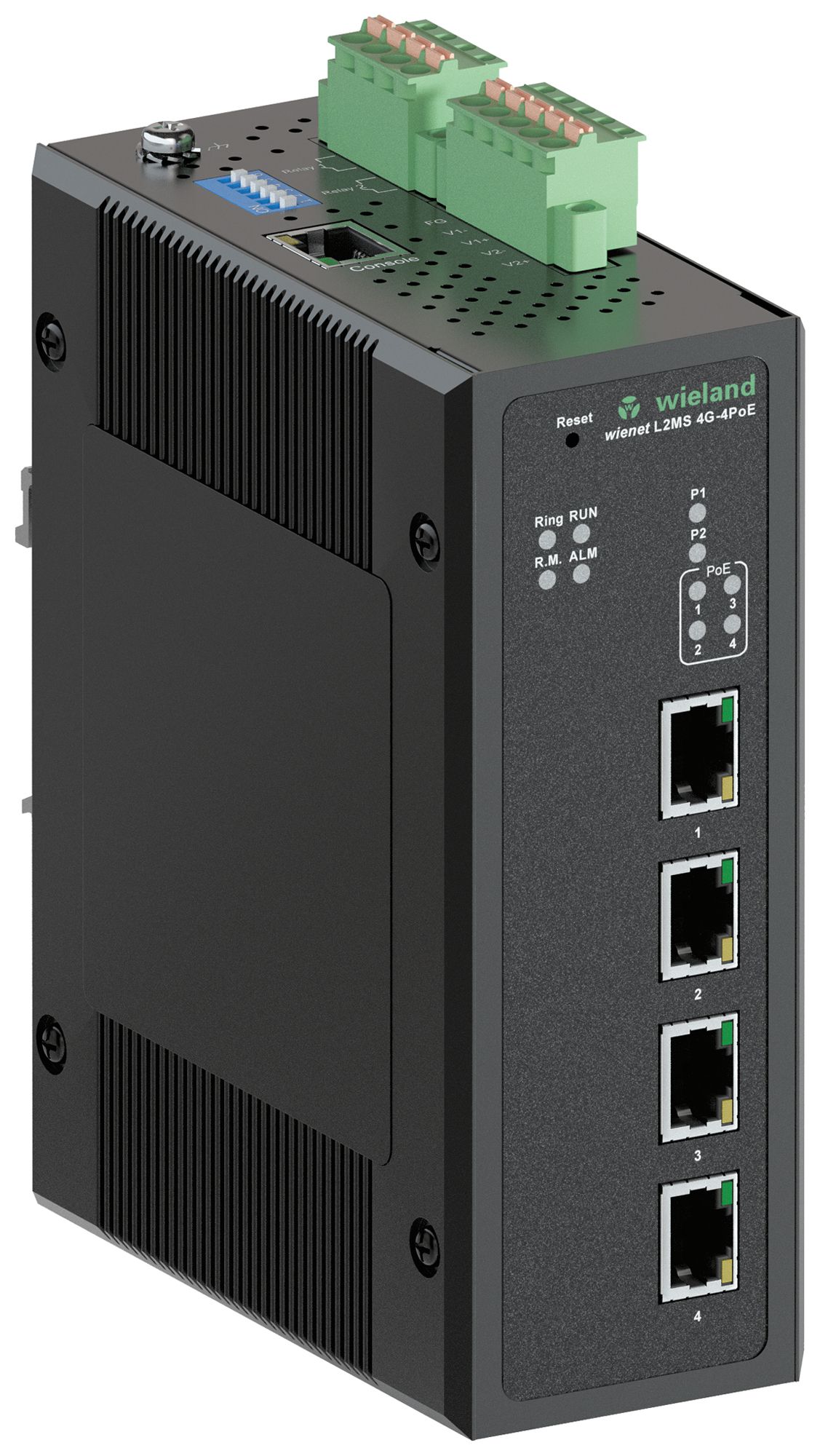 Switch wienet L2MS 4G-4PoE, 4-Port GbE, 132.6W, managed, IP30