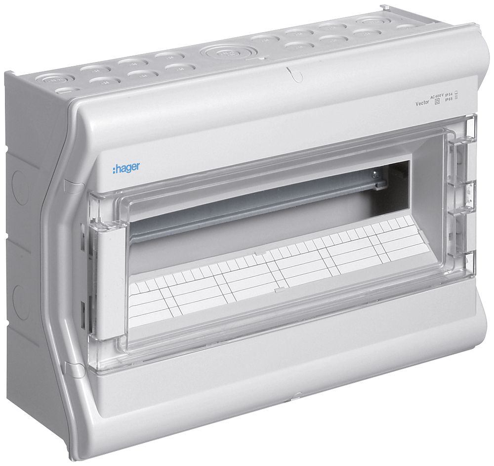 AP-Kleinverteiler Hager vector 1-reihig 18TE IP54/IP65 418×302×151mm