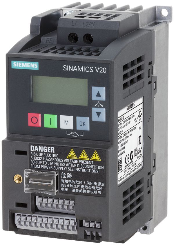 Frequenzumrichter Siemens SINAMICS V20 0.75kW 1/3AC ungefiltert Modbus