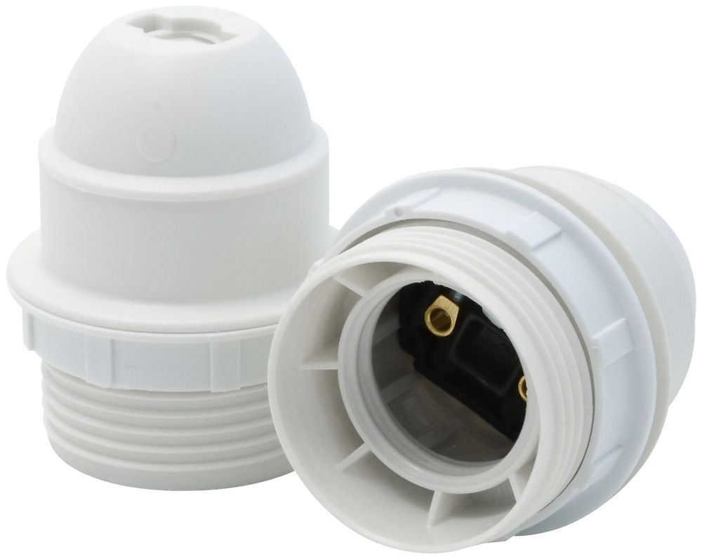 Fassung E27 Kunststoff weiss mit Randmantel, 190°C, Vossloh