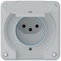 UP-Steckdose robusto 1×Typ 13 beleuchtet IP55 hellgrau