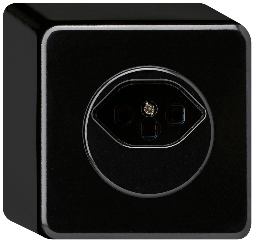 AP-Steckdose basico Typ 23 schwarz Schraubklemmen