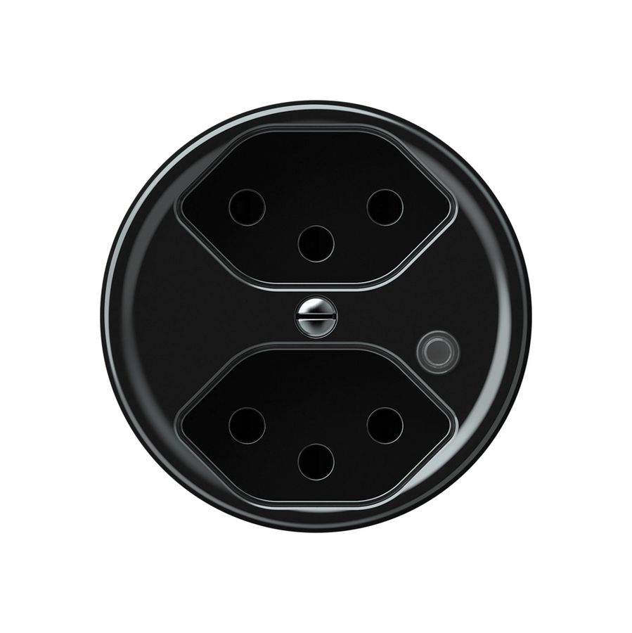 Steckdose origin 2×Typ 13 bel.grün 10A 230V 60×60mm schwarz