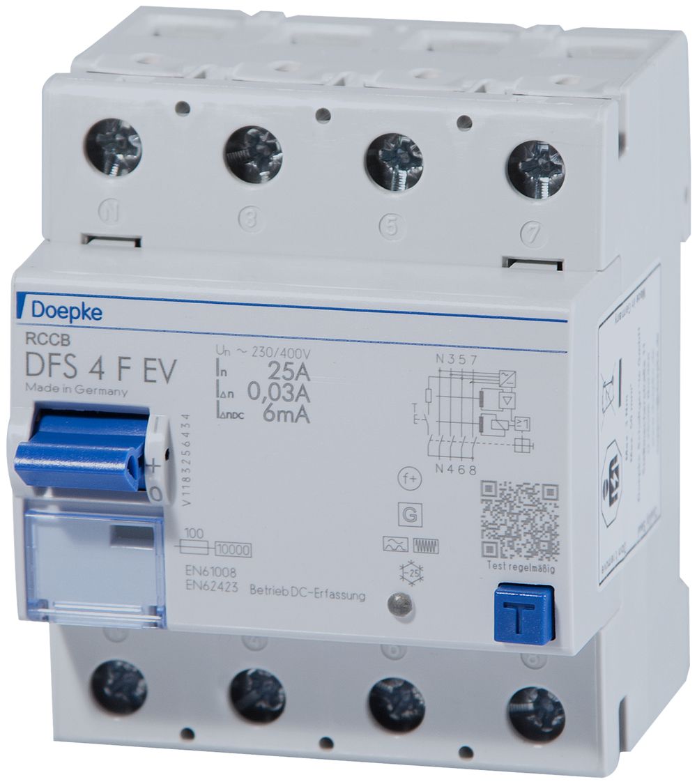 Fehlerstromschutzschalter Doepke 63A 30mA TypF, für e-mobility, Heavy Duty